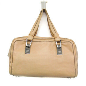 CHANEL Cream Leather Boston Bag